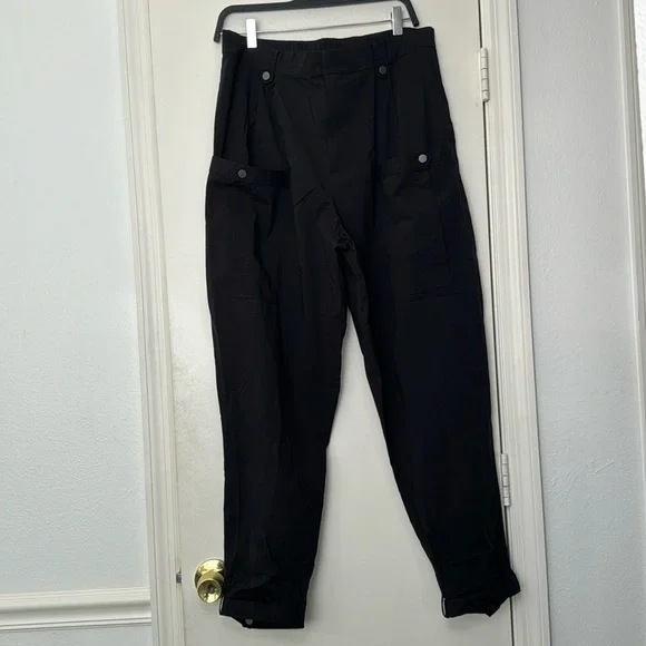 Gentle Herd Black Pocket Taper Cotton Nylon Blend Ankle High Waist Pants Size XL - Picture 2 of 10